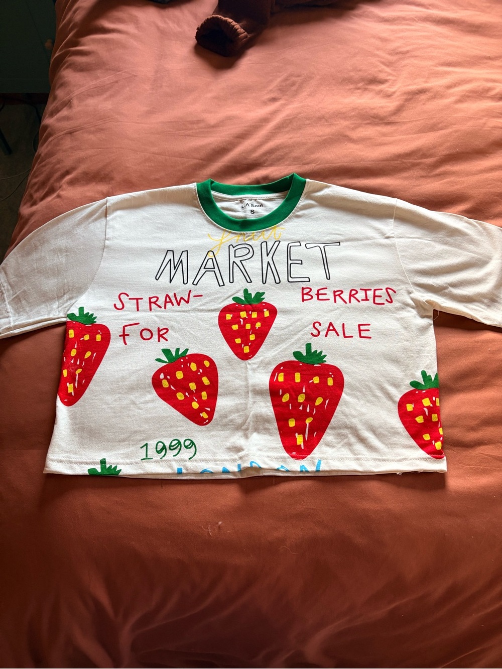 L.A Soul Women’s Short-Sleeve Strawberry Graphic Tee - White/Green